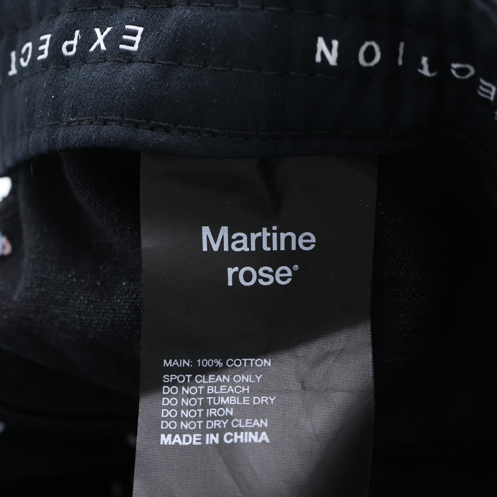 MARTINE ROSE(マーティンローズ) CUT PEAK BACK CAO ダメージ加工 刺繍 キャップ 帽子 ブラック
