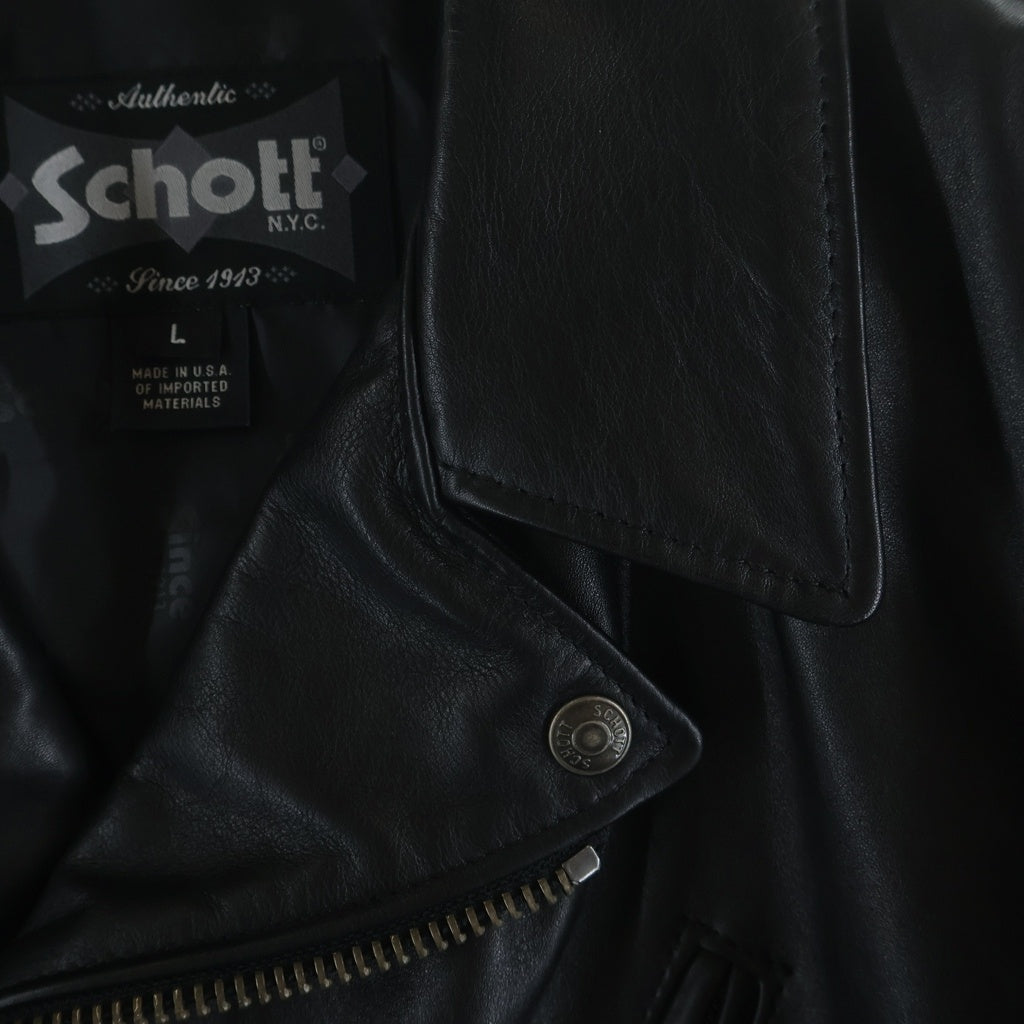 SCHOTT(ショット) ライトウェイトカウハイド レザー ダブルライダース ジャケット ブラック 503VN
