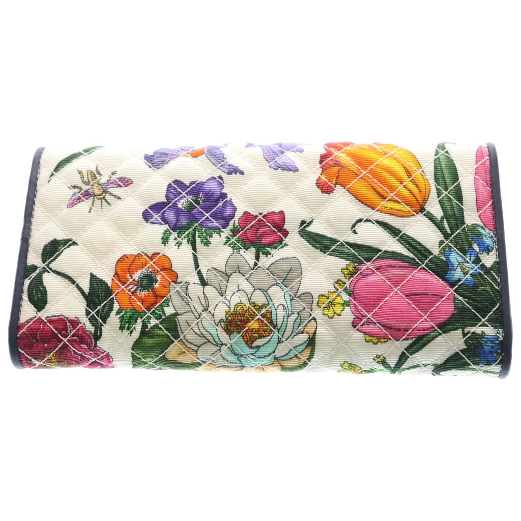 GUCCI(グッチ) GGマーモント フローラ 長財布 レザー×キャンバス ネイビー 536352.0959 レディース