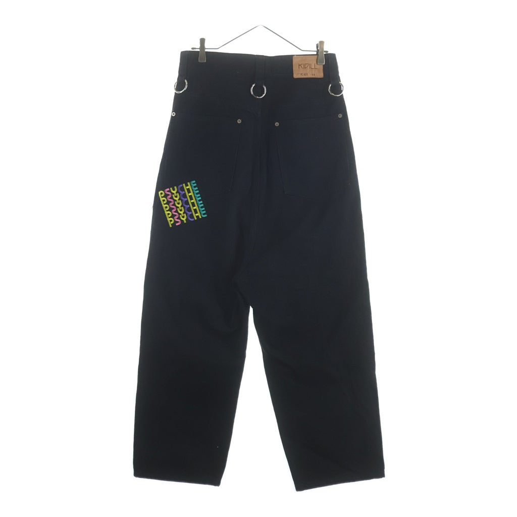 KIDILL(キディル) BUT ROSE DENIM PANTS バット ローズ クラッシュ デニムパンツ ブラック KL431