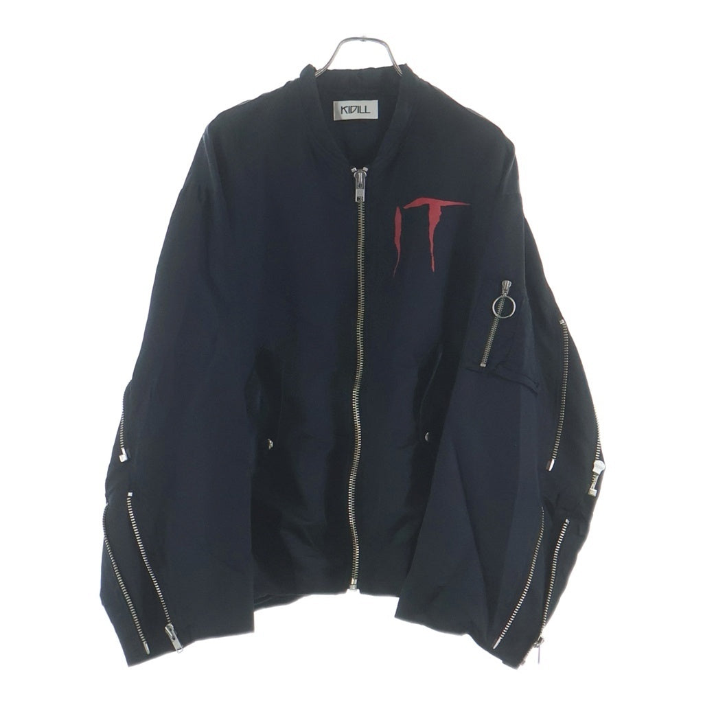 KIDILL(キディル) ×IT イット バックプリント ジップアップ MA-1 フライトジャケット ブルゾン ブラック KL341
