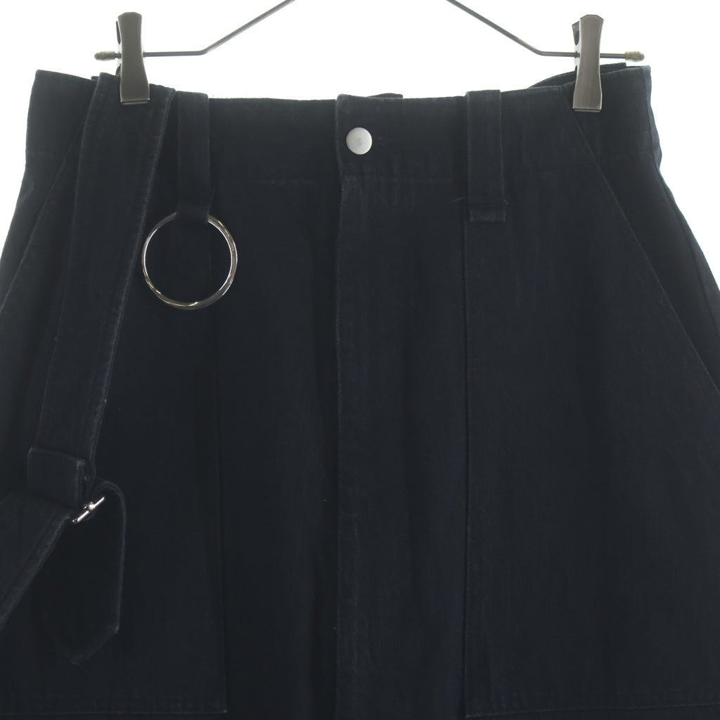 KIDILL(キディル) Hakama Bondage Pants 袴 ワイドサルエルバギーショーツ デニムハーフパンツ ブラック KL381