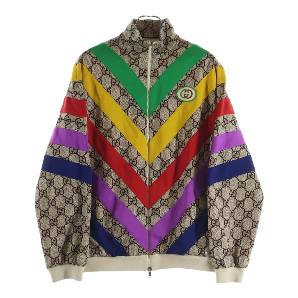 GUCCI(グッチ) GGスプリーム レインボー シェブロン ジップアップ トラックジャケット ベージュ/マルチ 580579