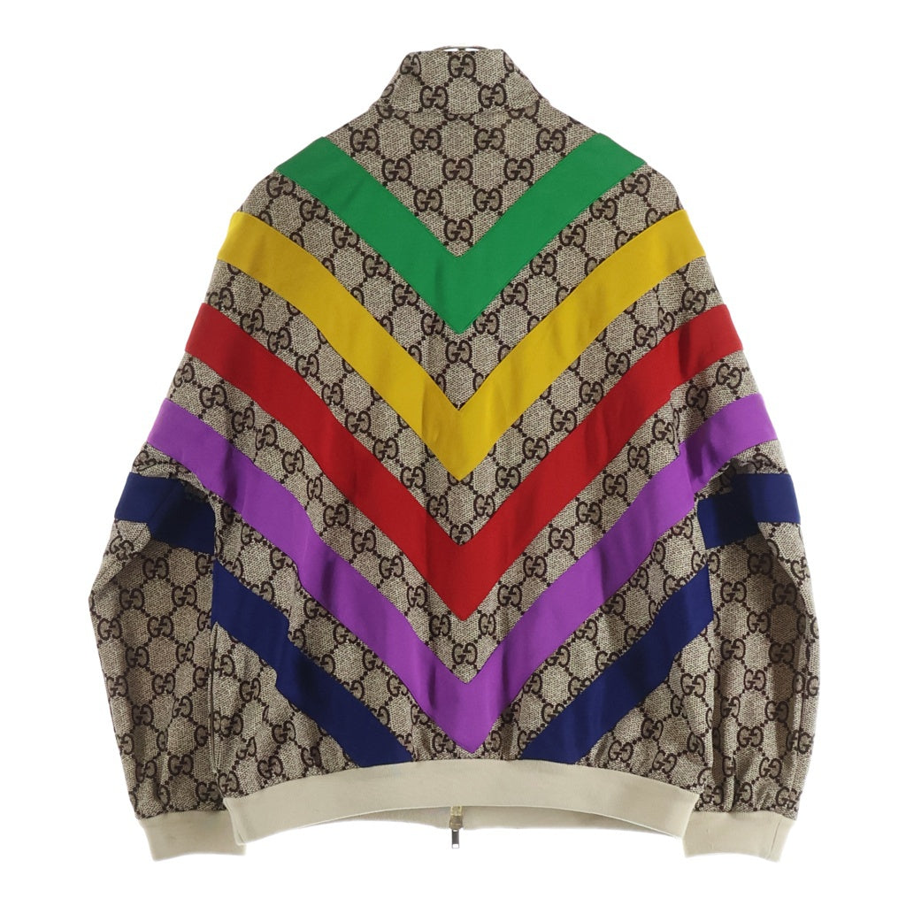 GUCCI(グッチ) GGスプリーム レインボー シェブロン ジップアップ トラックジャケット ベージュ/マルチ 580579