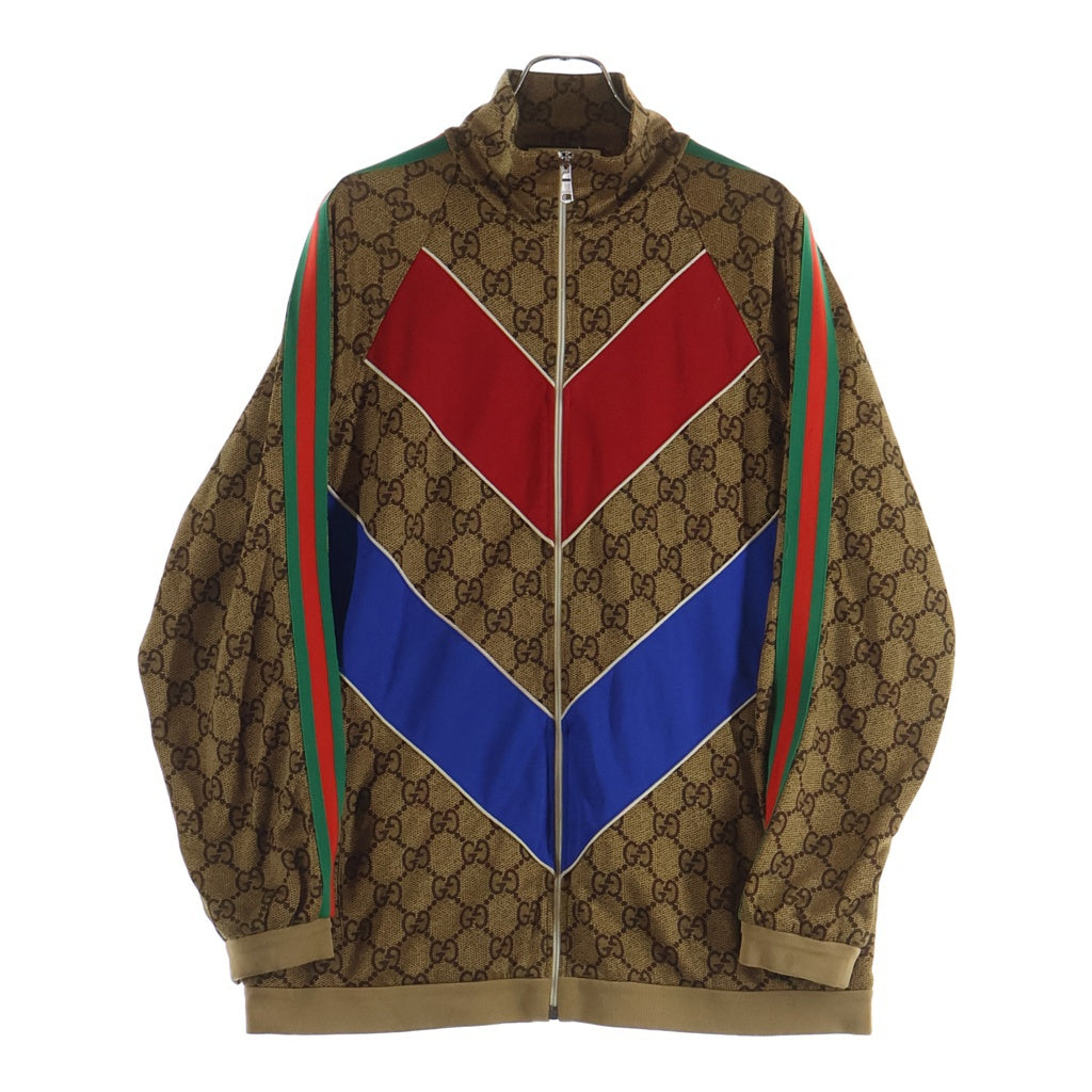 GUCCI グッチ 18AW GG Printed Technical Jersey Jacket GGプリントテクニカルジャージー ジップアップ トラックジャケット ブラウン 523488 GUCCI(グッチ) 18AW GG Printed Technical Jersey Jacket GGプリント