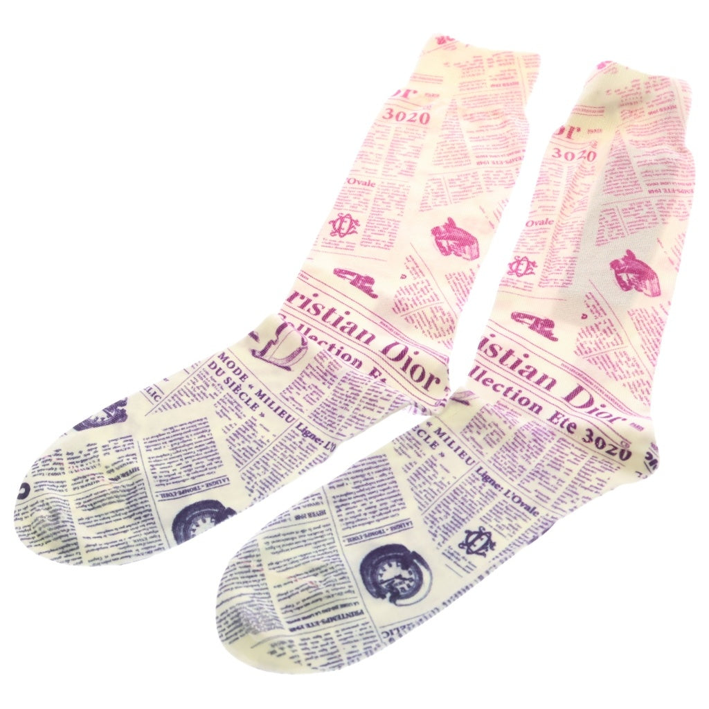 DIOR(ディオール) ×DANIEL ARSHAM NEWSPAPER PRINT COTTON SOCKS ダニエルアーシャム ニュースペーパー プリント コットン ソックス 靴下 ホワイト/ピンク 923MC14AT106