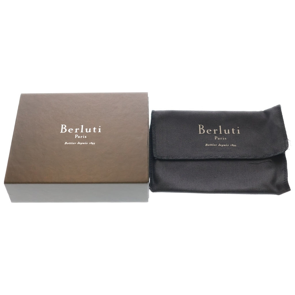 Berluti(ベルルッティ) ワパ カリグラフィ スクリット ラウンドファスナー レザー コインケース パスケース カードケース ブラウン/ゴールド