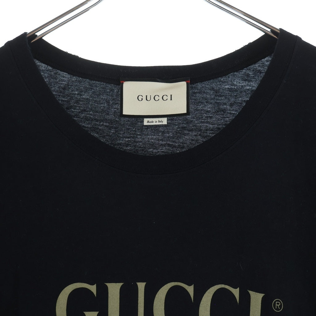 GUCCI(グッチ) ココキャピタル ロゴプリント クルーネック 半袖Tシャツ カットソー ブラック 493117 X3I14