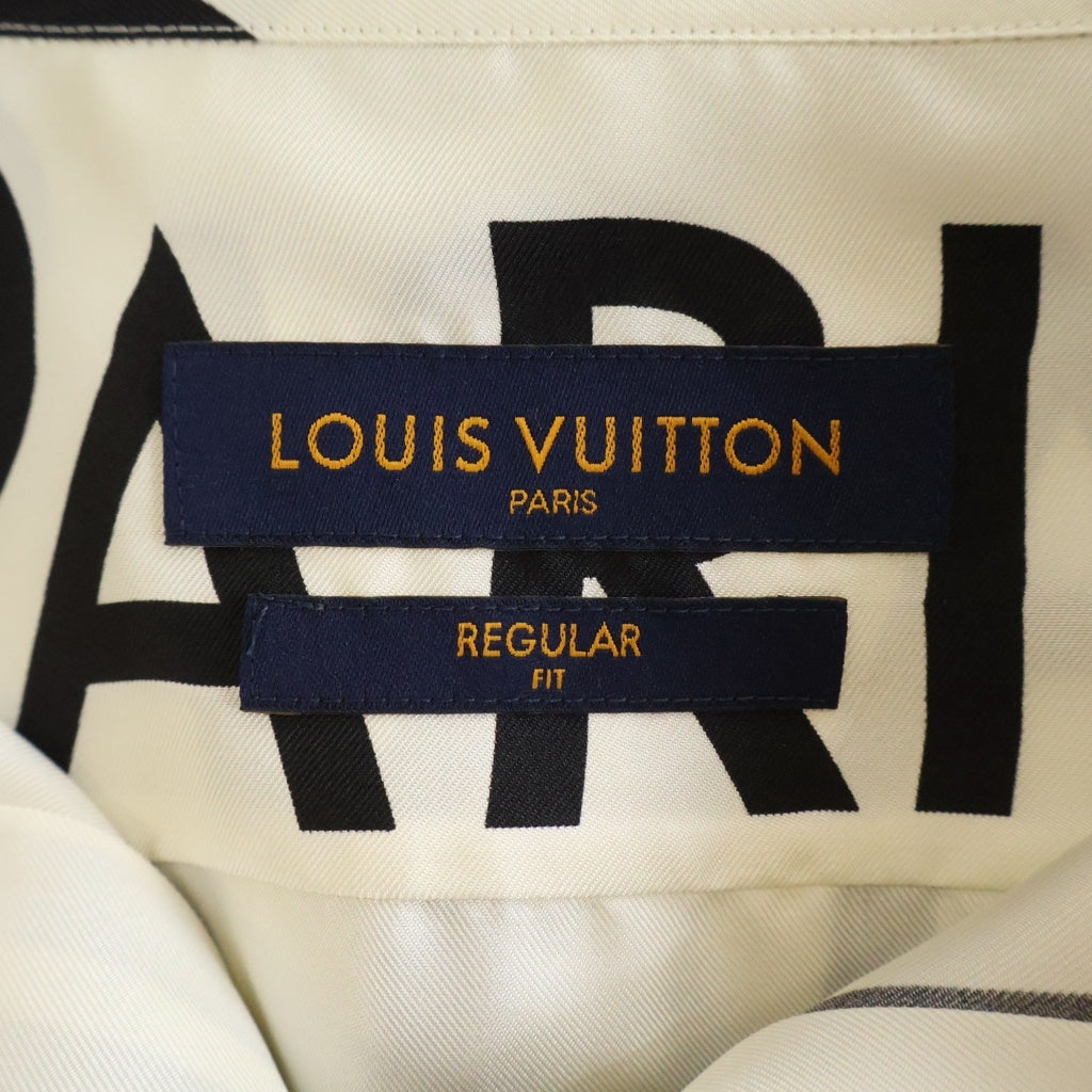 LOUIS VUITTON(ルイヴィトン) 19SS ロゴ 総柄 シルク レギュラーフィット 長袖シャツ ホワイト RM191M JHR HGS08W