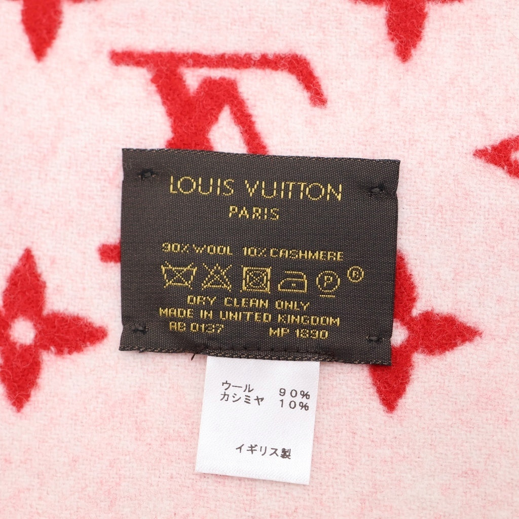 LOUIS VUITTON(ルイヴィトン) 17AW ×Supreme Monogram Scarf カシミヤ混 モノグラム 総柄 フリンジ マフラー ストール ショール スカーフ レッド MP1890