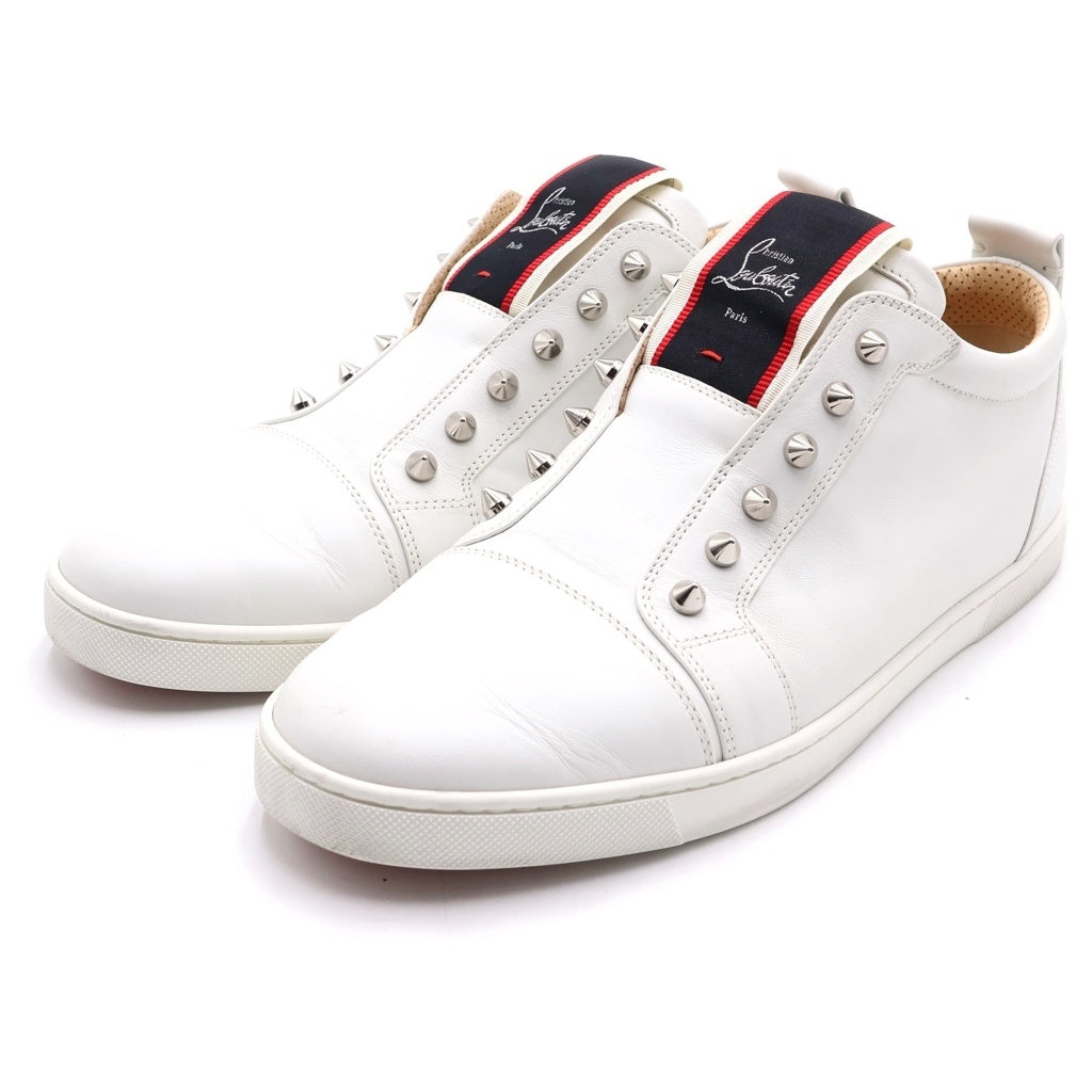 CHRISTIAN LOUBOUTIN(クリスチャンルブタン) スタッズ装飾 レザー スリッポン ローカットスニーカー ホワイト 3200465