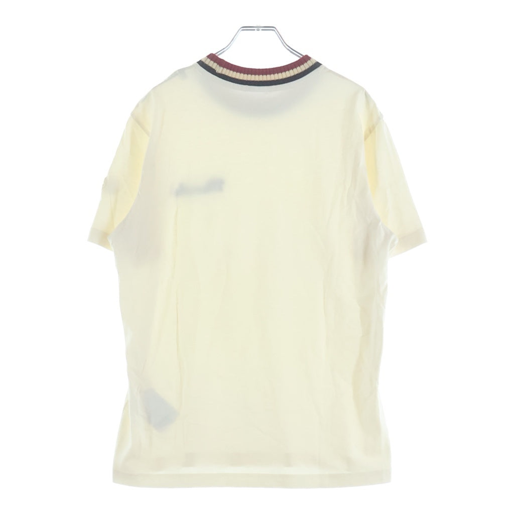 MONCLER(モンクレール) 25AW ロゴ刺繍 ストライプリブネック コットン 半袖Tシャツ カットソー ホワイト K20918C00022