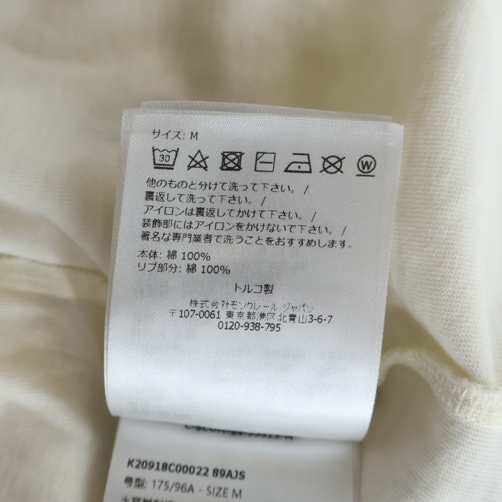 MONCLER(モンクレール) 25AW ロゴ刺繍 ストライプリブネック コットン 半袖Tシャツ カットソー ホワイト K20918C00022