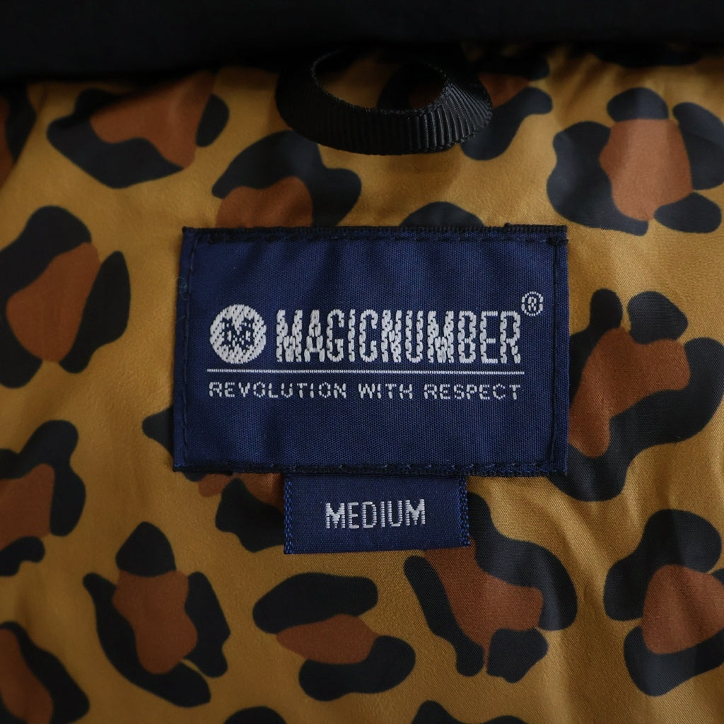NO BRAND(ノーブランド) MAGIC NUMBER (マジックナンバー) レオパード 総柄ライナー ジップアップ ナイロン ダウン ジャケット ブラック