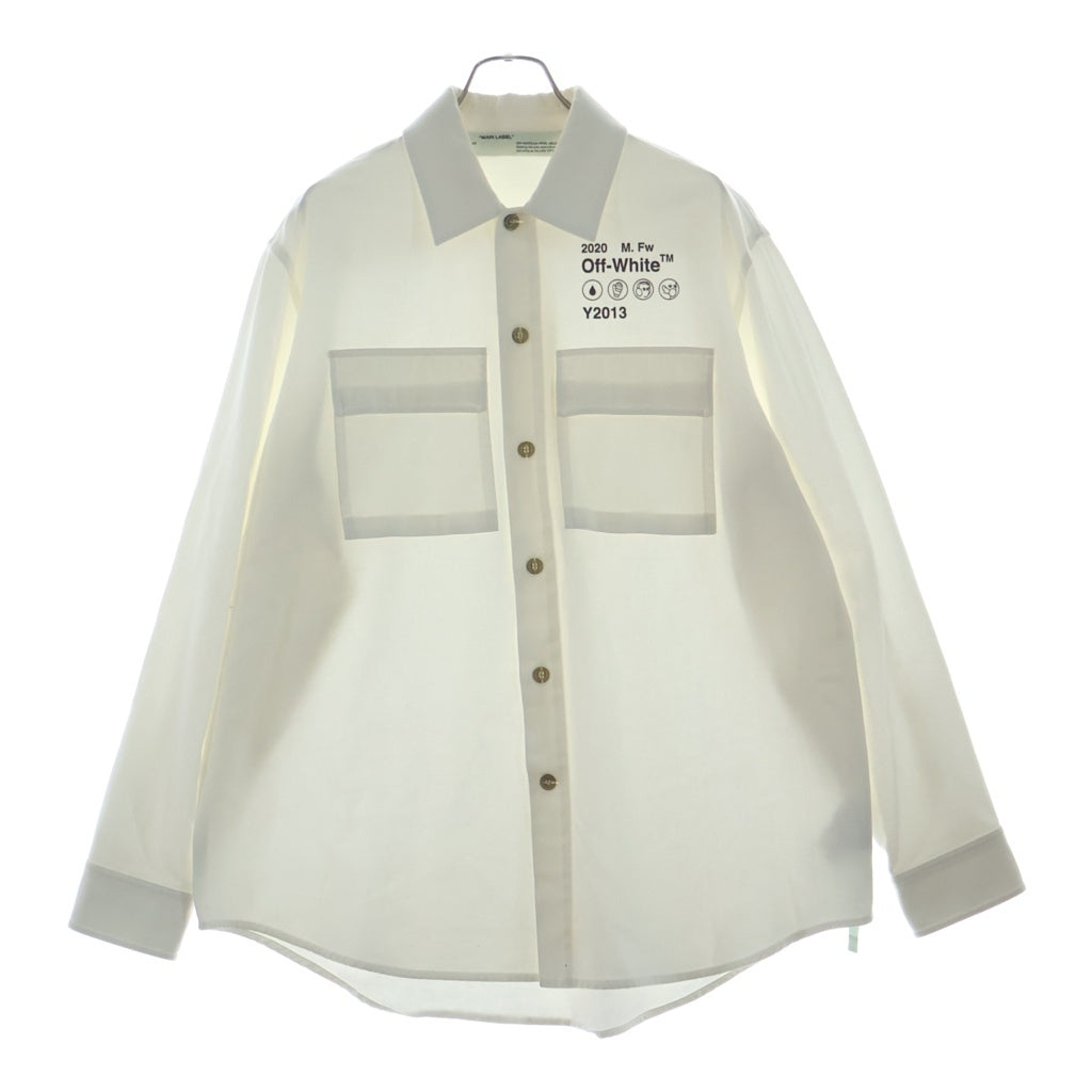 OFF-WHITE(オフホワイト) CPO ロゴプリント コットンデニム シャツ ジャケット ホワイト OMGA091F19D07023