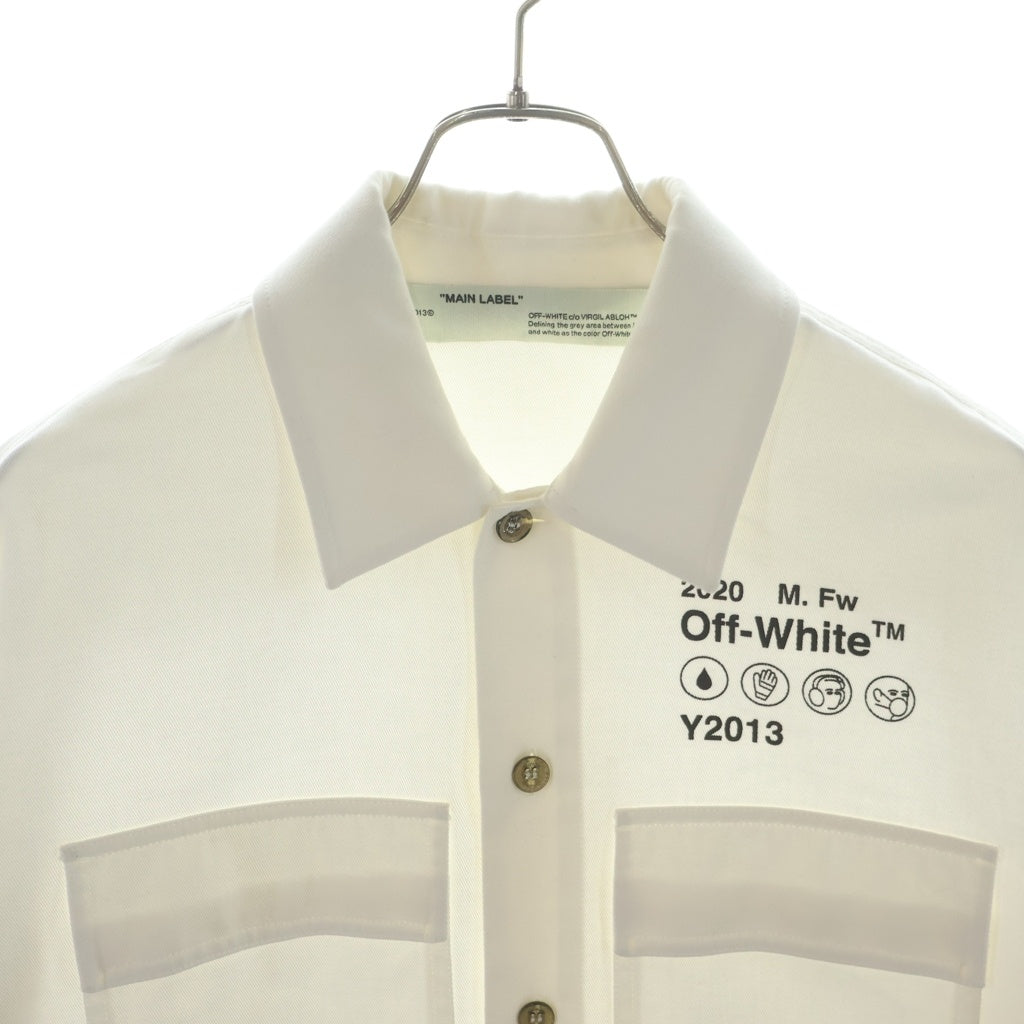OFF-WHITE(オフホワイト) CPO ロゴプリント コットンデニム シャツ ジャケット ホワイト OMGA091F19D07023
