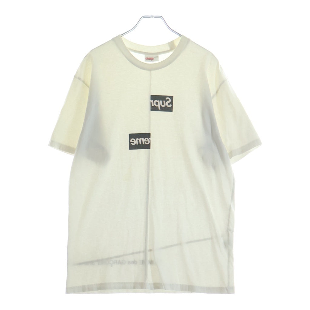 SUPREME(シュプリーム) 18AW ×COMME DES GARCONS SHIRT Split Box Logo Tee コムデギャルソンシャツ スプリットボックスロゴデザイン クルーネック 半袖Tシャツ カットソー ホワイト