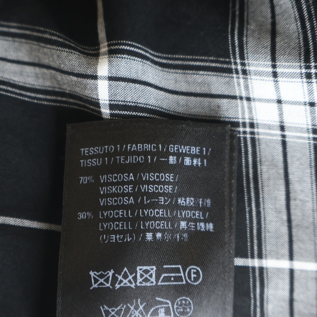 BALENCIAGA(バレンシアガ) 19SS SHORT SLEEVE CHECKED SHIRT 襟エンブロイダリー 総柄チェック デザイン 半袖 ボタンシャツ ブラック 558869