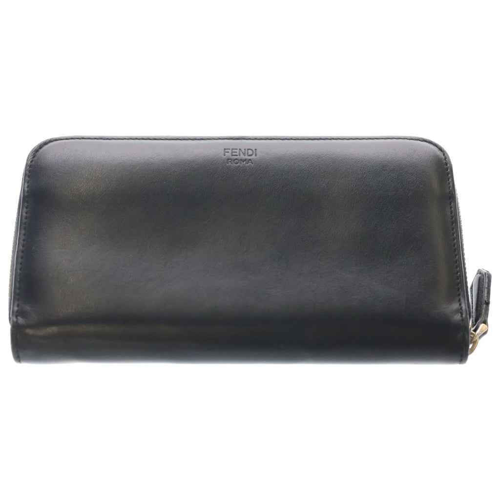 FENDI(フェンディ) バグズアイ モンスター ラウンドジップ レザー ロングウォレット 長財布 ブラック 7M0210-SQP-189-3260
