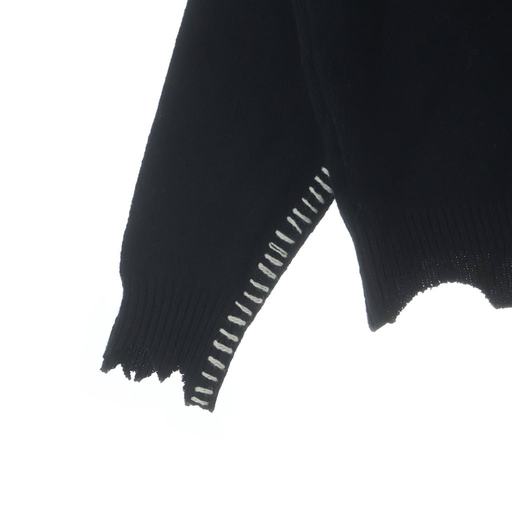 SAINT MICHAEL(セントマイケル) 22AW CLF MEN KNIT フロントデザイン ダメージ加工 デストロイ加工 ニットセーター ブラック SM-A22-0000-033