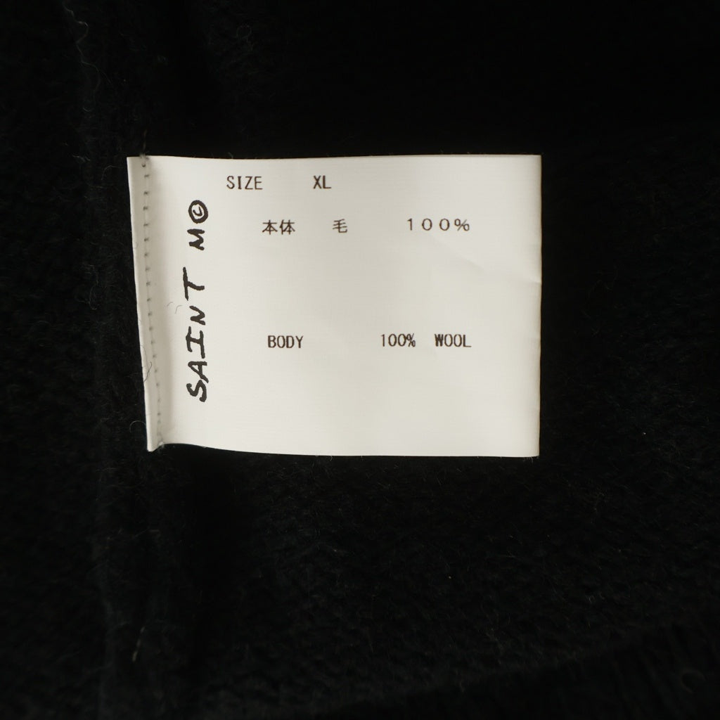 SAINT MICHAEL(セントマイケル) 22AW CLF MEN KNIT フロントデザイン ダメージ加工 デストロイ加工 ニットセーター ブラック SM-A22-0000-033