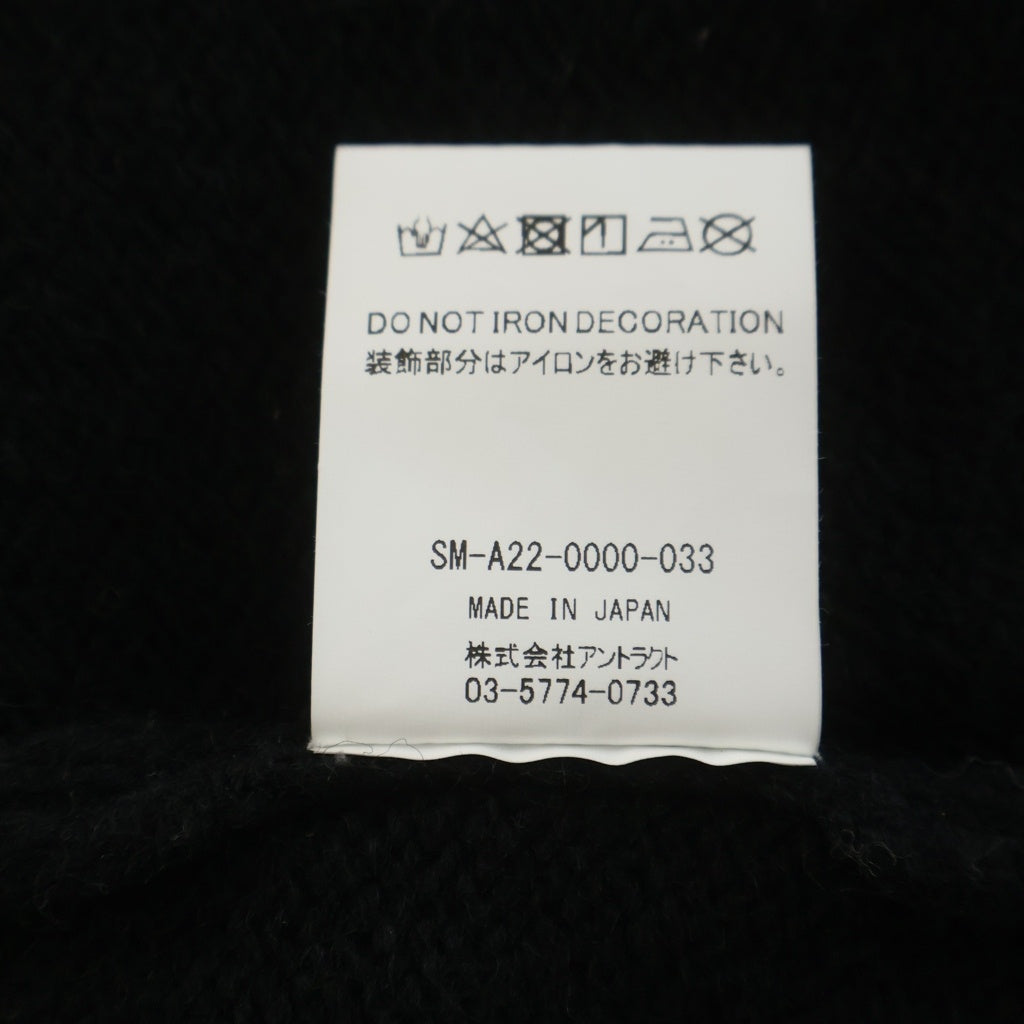 SAINT MICHAEL(セントマイケル) 22AW CLF MEN KNIT フロントデザイン ダメージ加工 デストロイ加工 ニットセーター ブラック SM-A22-0000-033