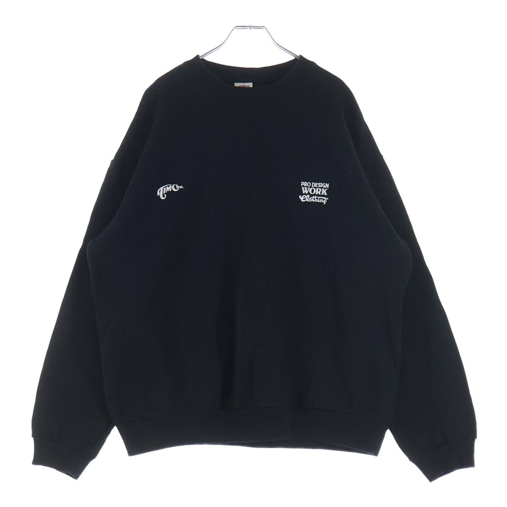 NO BRAND(ノーブランド) Timc Inc.(東京インディアンズ)フロントロゴ コットン クルーネック スウェット トレーナー ブラック