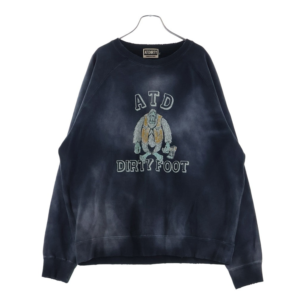 AT-DIRTY アットダーティー AT-DIRTY（アットダーティー）24AW DIRTY COLLEGE SWEAT ヴィンテージ加工 プリント スウェットトレーナー ブラック ATD24AW-01 AT-DIRTY(アットダーティー) AT-DIRTY（アットダーティー）24AW DIRTY