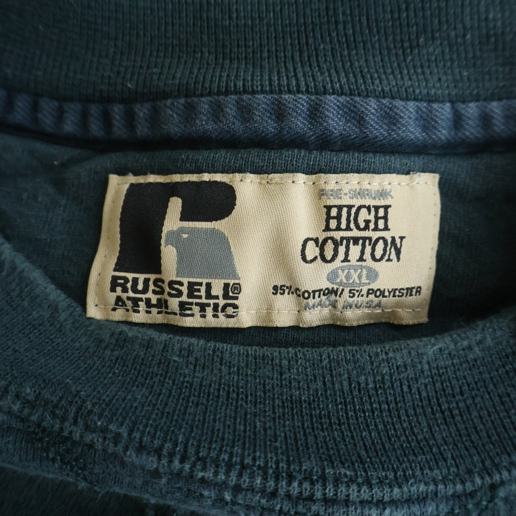 RUSSELL ATHLETIC(ラッセルアスレチック) 90S VINTAGE ヴィンテージ 前Vガゼット クルーネック スウェットトレーナー グリーン