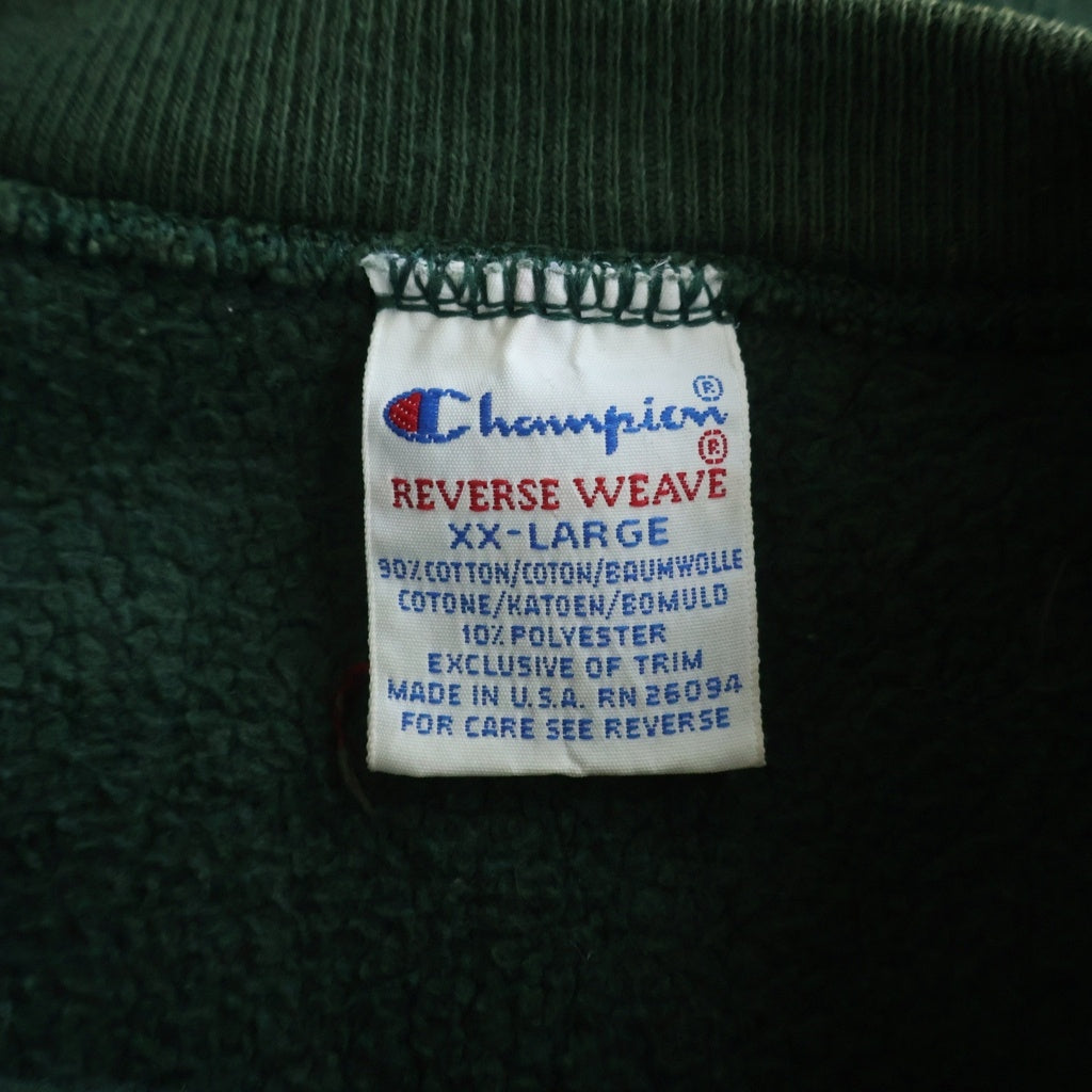 CHAMPION(チャンピオン) 90S VINTAGE REVERSE WEVE ヴィンテージ リバースウィーブ カレッジロゴプリント クルーネックスウェットトレーナー グリーン