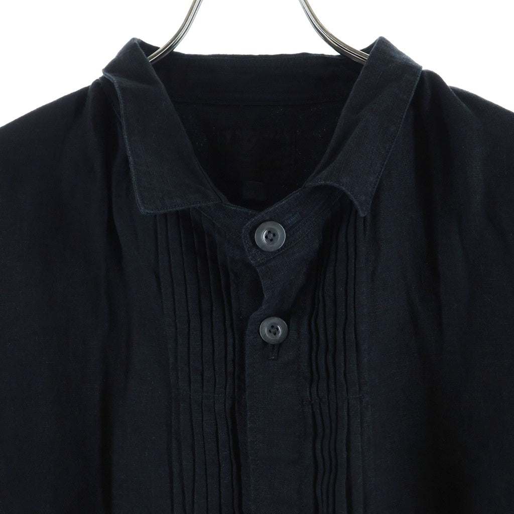 NO BRAND(ノーブランド) The 2 Monkeys(ザツーモンキーズ)French Work Blouse フレンチワーク ブラウス リネン 長袖シャツ ブラック