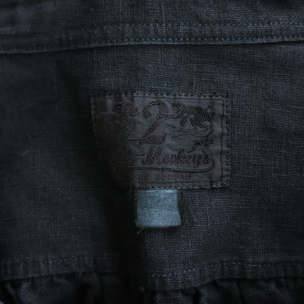 NO BRAND(ノーブランド) The 2 Monkeys(ザツーモンキーズ)French Work Blouse フレンチワーク ブラウス リネン 長袖シャツ ブラック