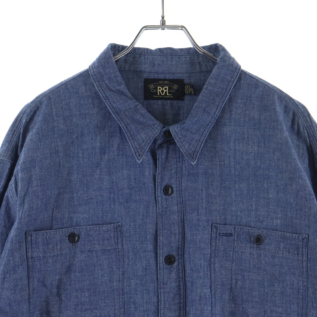 RRL(ダブルアールエル) コットン シャンブレー ワークシャツ 長袖シャツ ブルー