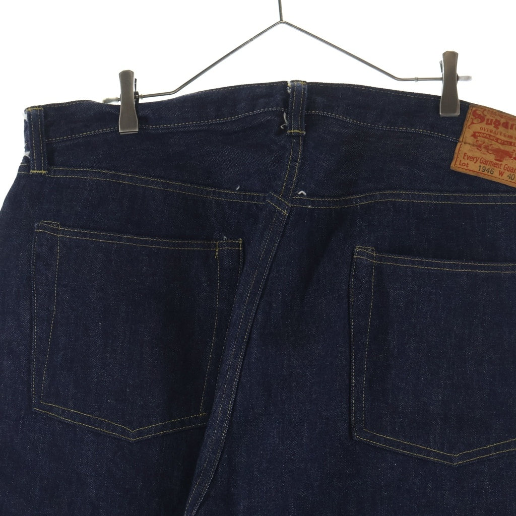 SUGAR CANE(シュガーケーン) 1946MODEL 07 13.5oz. BLUE DENIM WAIST OVERALLS 1946年モデル レザーパッチ 復刻 デニムパンツ インディゴ SC49007