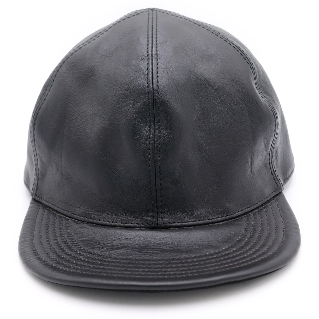 NO BRAND(ノーブランド) BRUNEL&CO HATMAKERS 2TONE B.B.CAP ブルーネルハットメイカーズ マルチレザー Bデザイン 6パネル ベースボールキャップ 帽子 ブラック