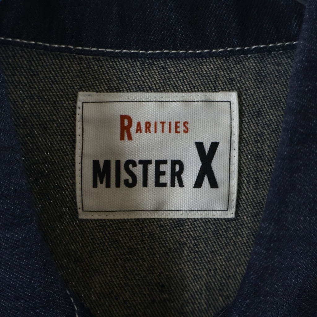 NO BRAND(ノーブランド) MISTER X RARITIES ミスターエックス レアリティーズ プリント カバーオール デニムジャケット 白ステッチ インディゴ