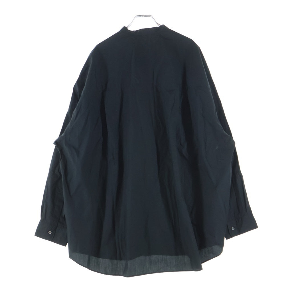 Graphpaper(グラフペーパー) 24SS Broad L/S Oversized Band Collar Shirt ブロード バンドカラー オーバーサイズ 長袖シャツ ブラック GM241-50002B