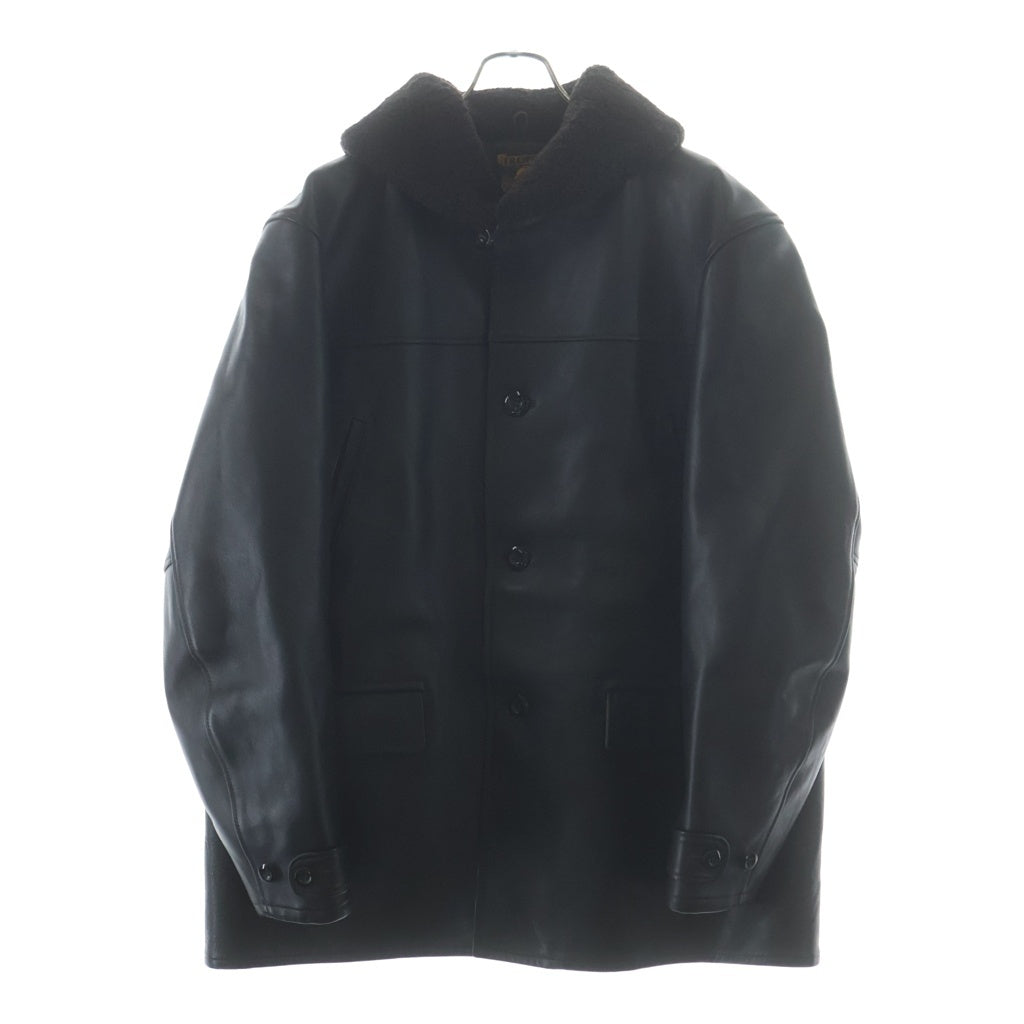 TROPHY CLOTHING トロフィークロージング HORSEHIDE ROAD MASTER COAT ロードマスター ムートンショールカラー ホースハイド レザー カーコート ジャケット ブラック TR-YL09 TROPHY CLOTHING(トロフィークロージング) HORSEHIDE ROAD MASTER COAT