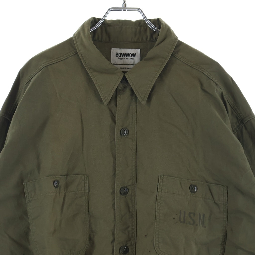 BOWWOW(バウワウ) US ARMY NAVY N3 SHIRTS リペア加工 コットン ポプリン ミリタリー 長袖シャツ カーキ
