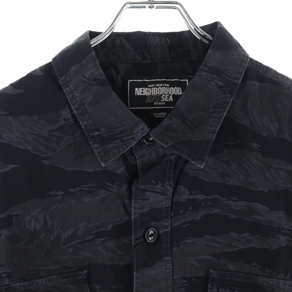 WIND AND SEA(ウィンダンシー) 23SS ×NEIGHBORHOOD TIGER CAMO LS SHIRT ネイバーフッド タイガーカモ 長袖シャツ ブラック WDS-C-NBHD-23-Q3-04