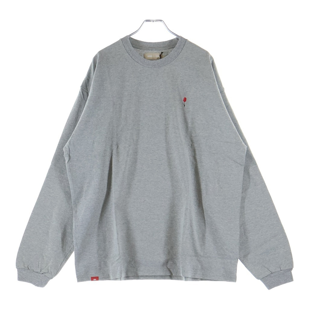 WIND AND SEA(ウィンダンシー) BALLOON L/S TEE ロゴ刺繍 バルーン クルーネック スウェットトレーナー グレー WDS-BALL-09