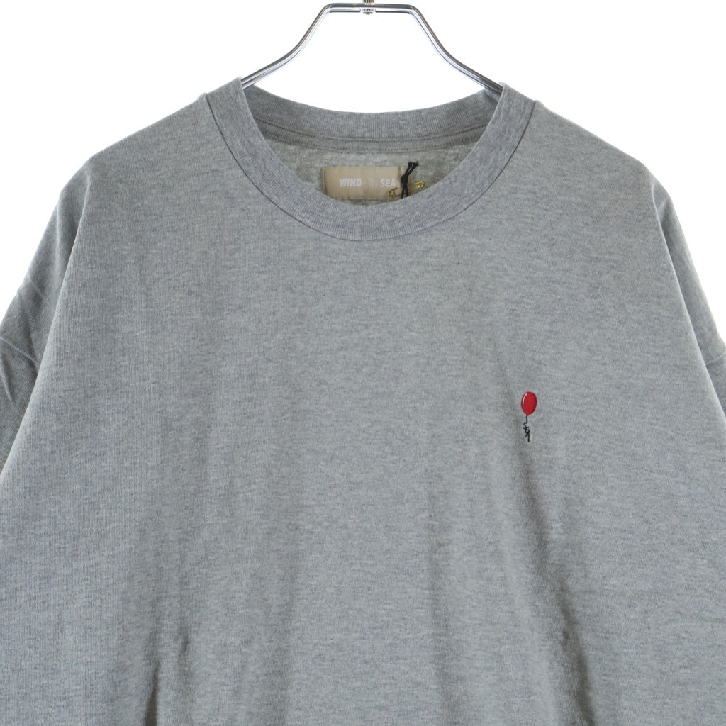 WIND AND SEA(ウィンダンシー) BALLOON L/S TEE ロゴ刺繍 バルーン クルーネック スウェットトレーナー グレー WDS-BALL-09