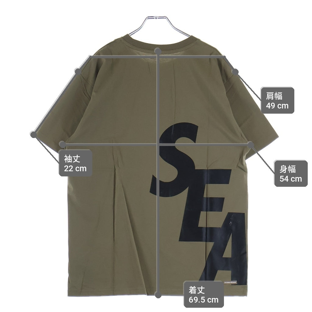 F.C.R.B.(エフシーアールビー) × WIND AND SEA BRISTOL BIG LOGO TEE ウィンダーシー ビッグ ロゴ Tシャツ クルーネック 半袖Tシャツ カットソー カーキ FCRB-220155