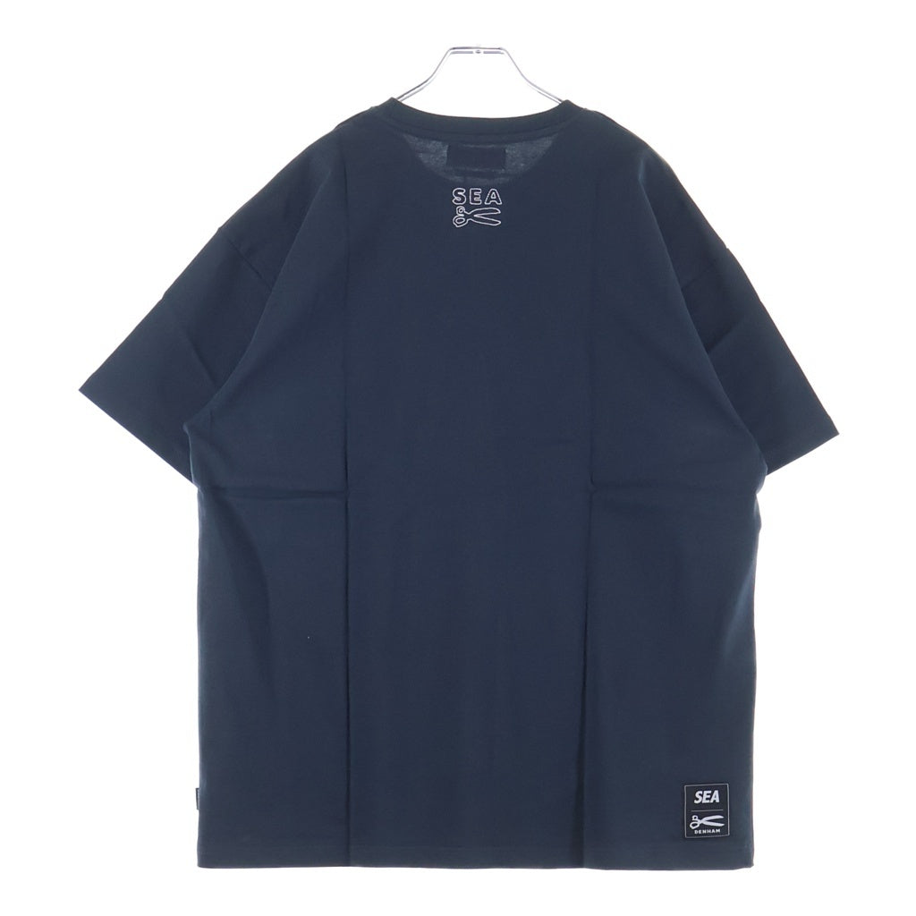 WIND AND SEA(ウィンダンシー) 23AW ×DENHAM S/S TEE デンハム プリント 半袖Tシャツ カットソー ネイビー WDS-C-DHM-23-Q4-06