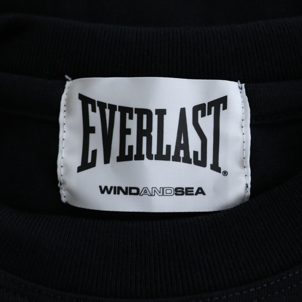 WIND AND SEA(ウィンダンシー) ×EVERLAST LOGO PRINT GYM T-SHIRT エバーラスト ロゴ プリント ジム Tシャツ クルーネック 半袖Tシャツ カットソー ブラック WDS-EVRL-04