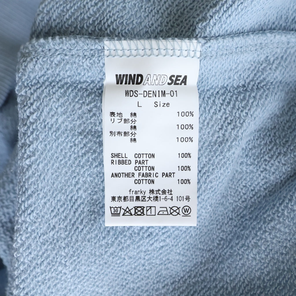 WIND AND SEA(ウィンダンシー) ×DENIM PROJECT デニムプロジェクト スウェット プルオーバーパーカー ライトブルー WDS-DENIM-01