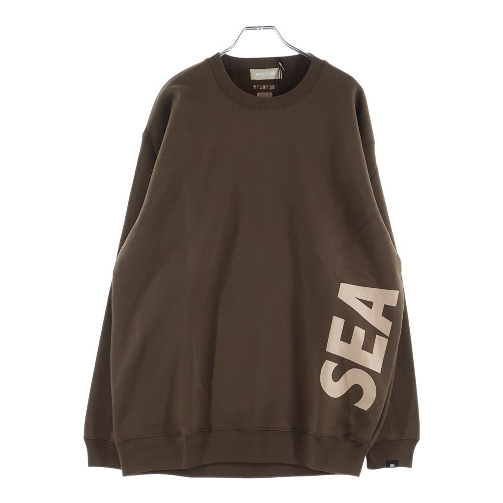WIND AND SEA(ウィンダンシー) BRUSHED CREW NECK ロゴプリント クルーネックスウェットトレーナー ブラウン WDS-CS-324