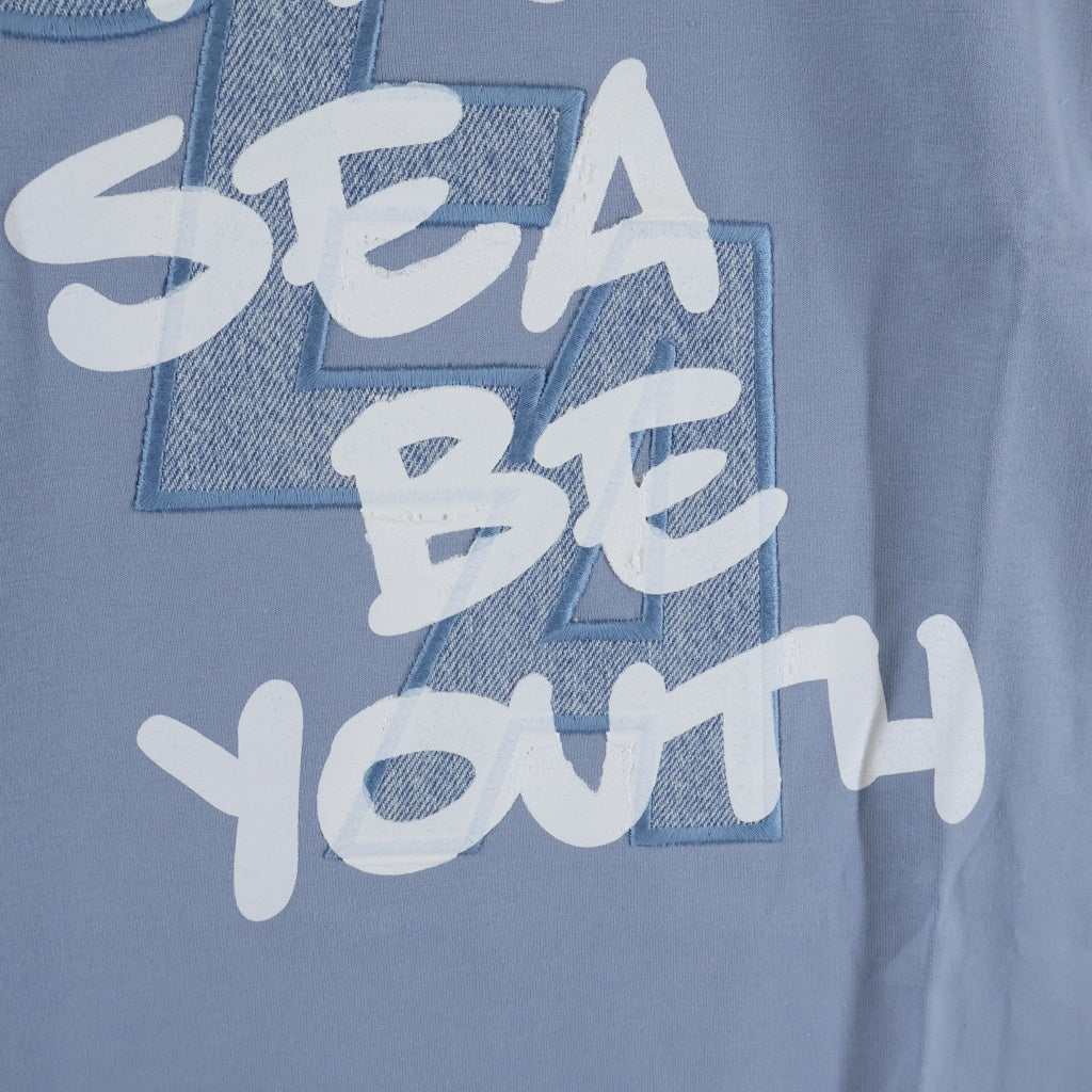 WIND AND SEA(ウィンダンシー) ×DENIM PROJECT デニムプロジェクト クルーネック 長袖Tシャツカットソー ライトブルー WDS-DENIM-02