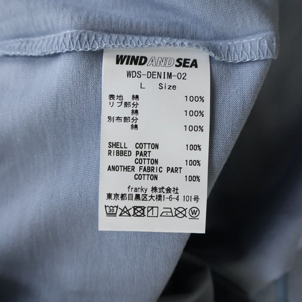 WIND AND SEA(ウィンダンシー) ×DENIM PROJECT デニムプロジェクト クルーネック 長袖Tシャツカットソー ライトブルー WDS-DENIM-02