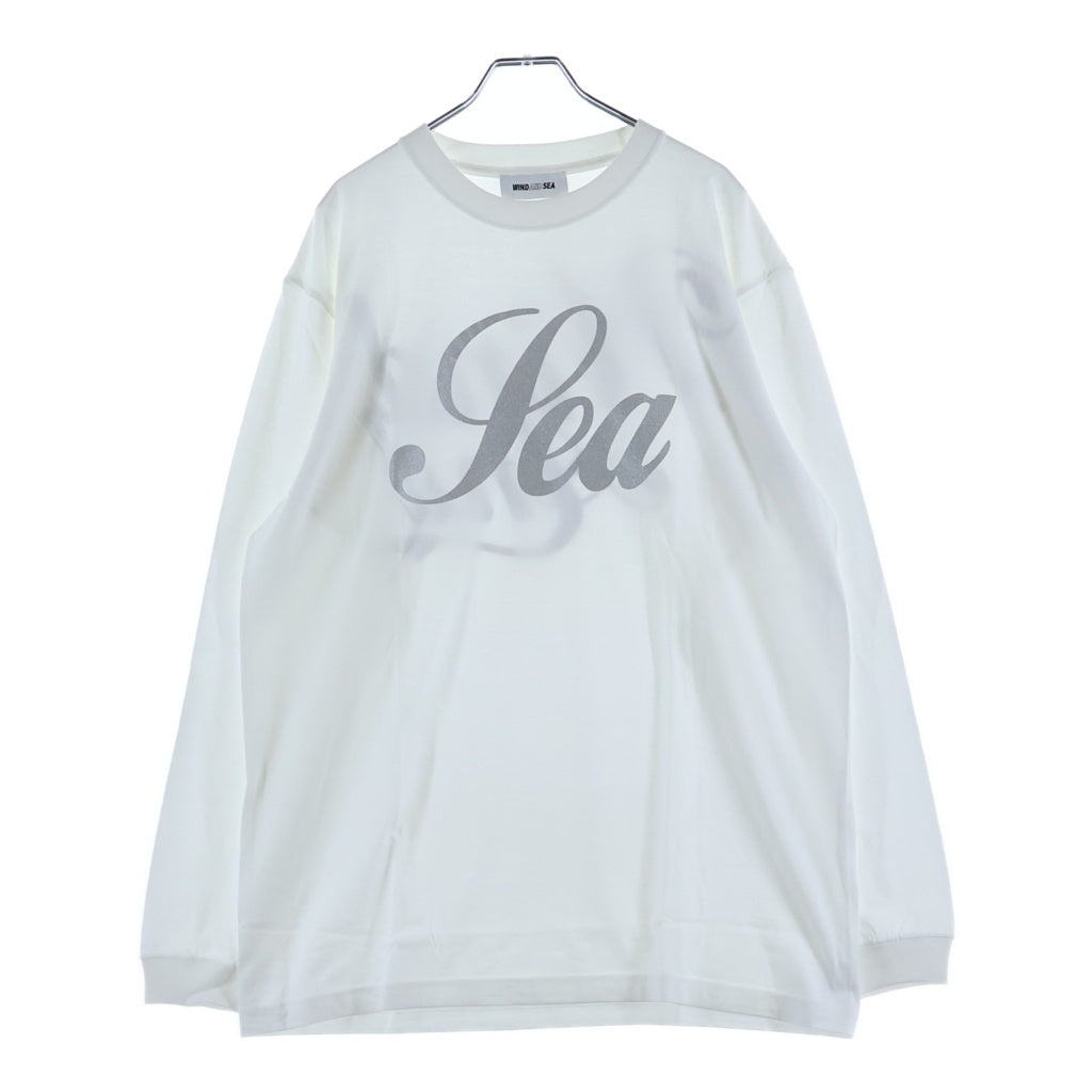 WIND AND SEA(ウィンダンシー) Glitter L/S Tee グリッターロゴ クルーネック ロングスリーブ長袖Tシャツカットソー ホワイト WDS-CS-307